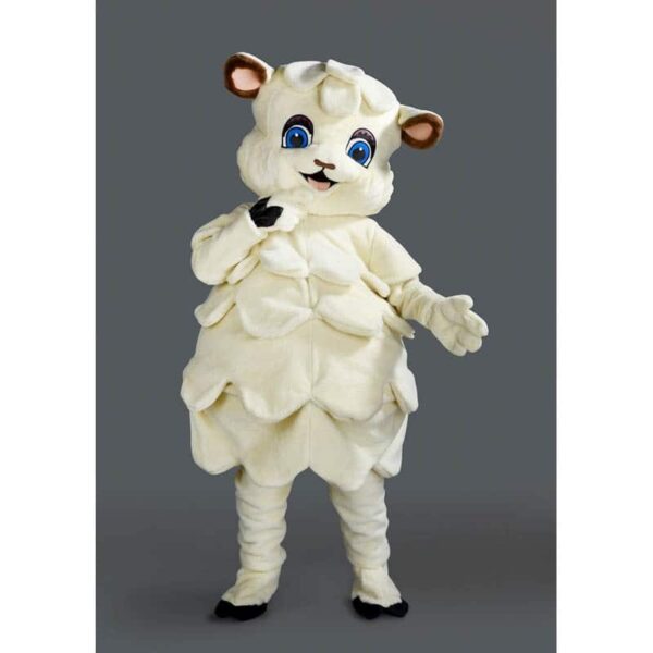 Mascotte ou costume peluche mouton blanc. Déguisement en peluche de haute qualité. Fabriqué en France