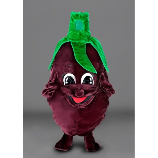 Costume peluche de qualité ou mascotte pour se déguiser en aubergine.