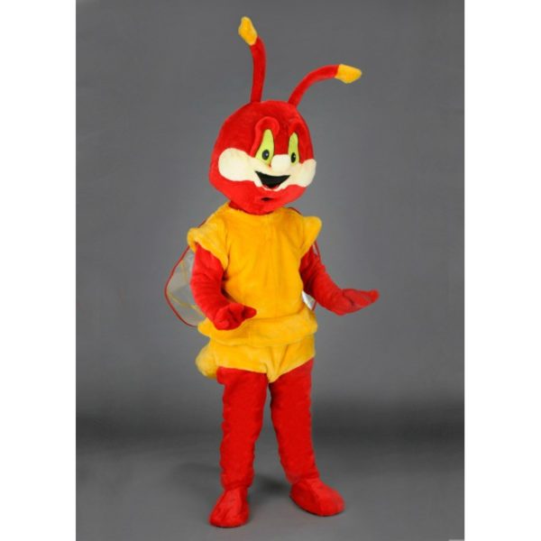 Costume peluche de qualité ou mascotte pour se déguiser en bestiole rouge ou cigale