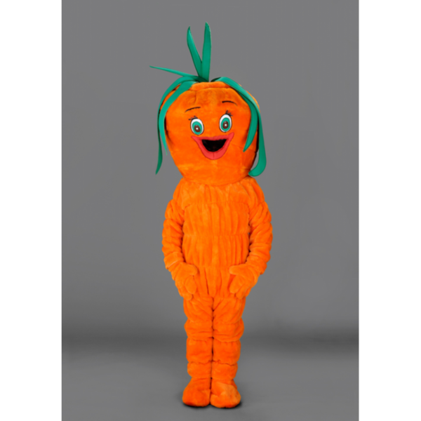 Costume peluche de qualité ou mascotte pour se déguiser en carotte crue.