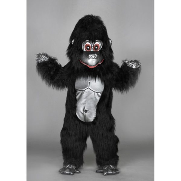 Costume peluche de qualité ou mascotte pour se déguiser en gorille noir.