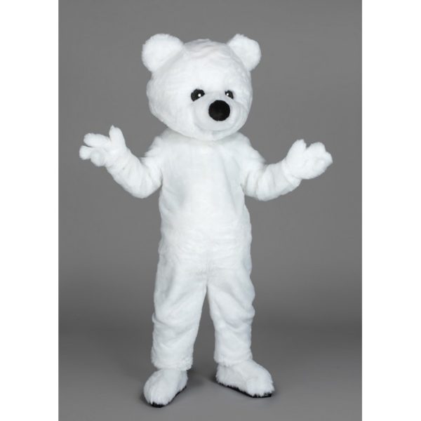 Costume peluche de qualité ou mascotte pour se déguiser en ours blanc.