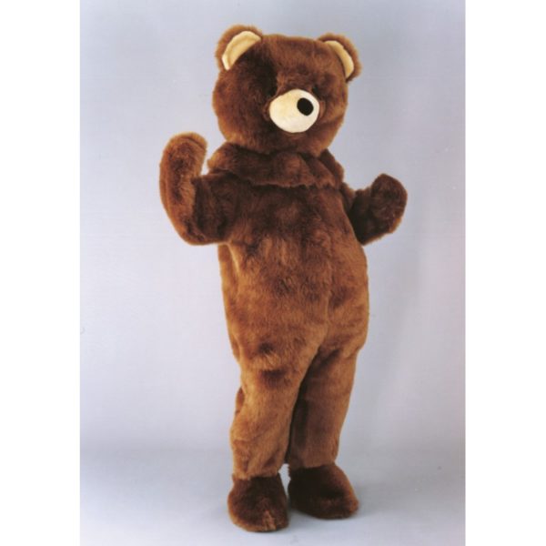 Costume peluche de qualité ou mascotte pour se déguiser en ours brun.