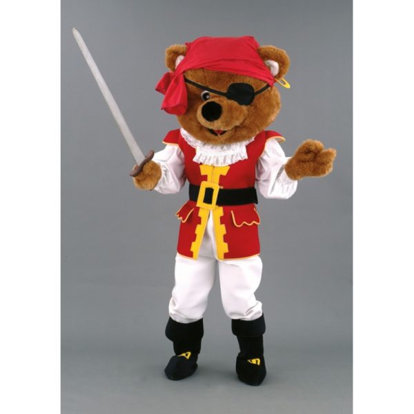 Costume peluche de qualité ou mascotte pour se déguiser en ours pirate.