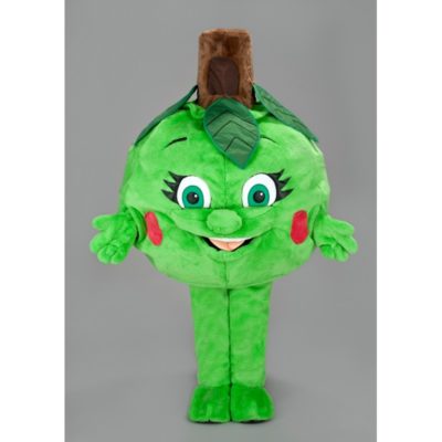 Costume peluche de qualité ou mascotte pour se déguiser en pomme verte.