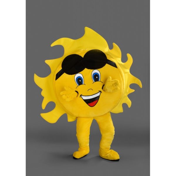 Costume peluche de qualité ou mascotte pour se déguiser en soleil.