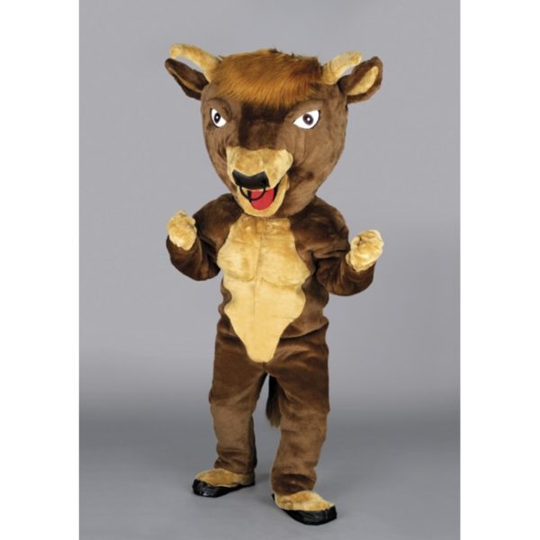 Costume peluche de qualité ou mascotte pour se déguiser en taureau.