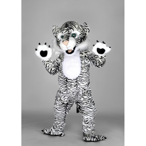 Costume peluche de qualité ou mascotte pour se déguiser en tigre blanc.