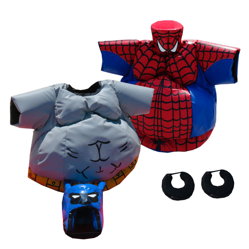 Costume sumo combat super héro, Spiderman contre Batman.