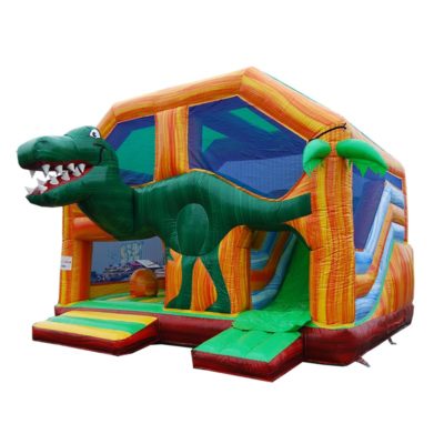 Château gonflable géant dinosaure.