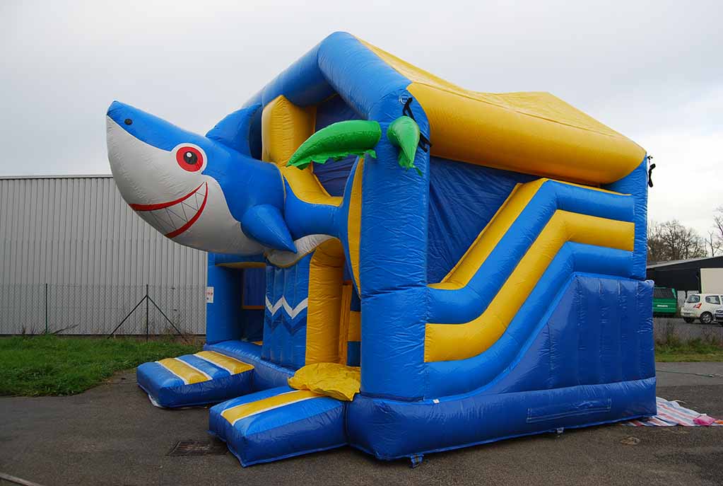 Promotion structure gonflable combo requin avec toit