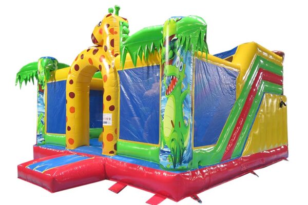 Parc gonflable girafun avec palmiers