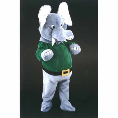 Déguisement éléphant gris en peluche.