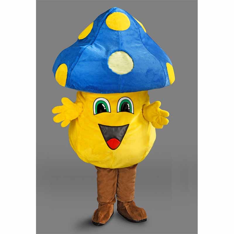 Mascotte champignon bleu, un déguisement à croquer.