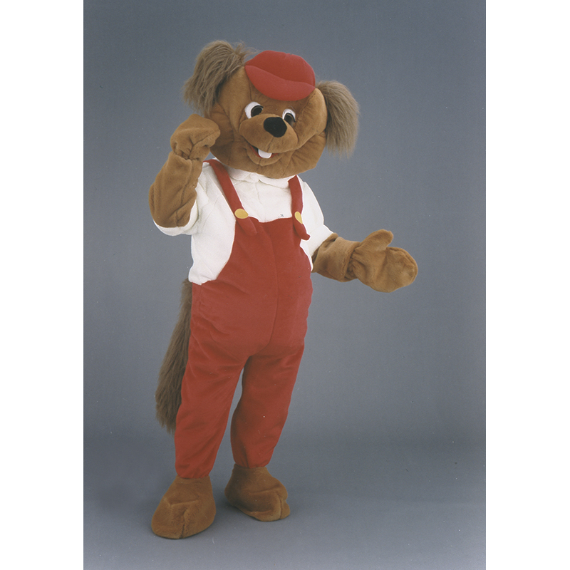 Mascotte déguisement écureuil roux.