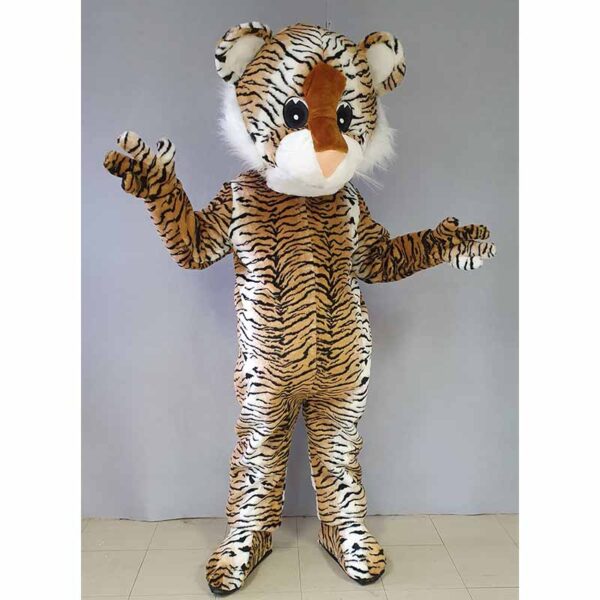 Mascotte déguisement tigre en peluche de qualité.