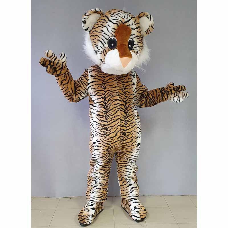 Mascotte déguisement tigre en peluche de qualité.