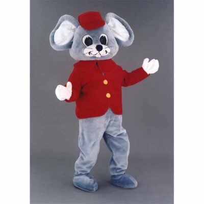 Mascotte souris gilet rouge, déguisement de qualité.