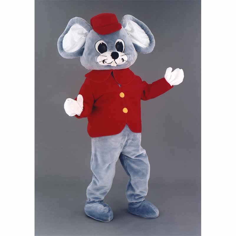 Mascotte souris gilet rouge, déguisement de qualité.