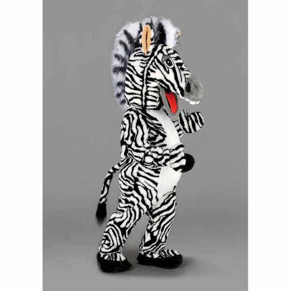Mascotte zèbre, déguisement en peluche de qualité.