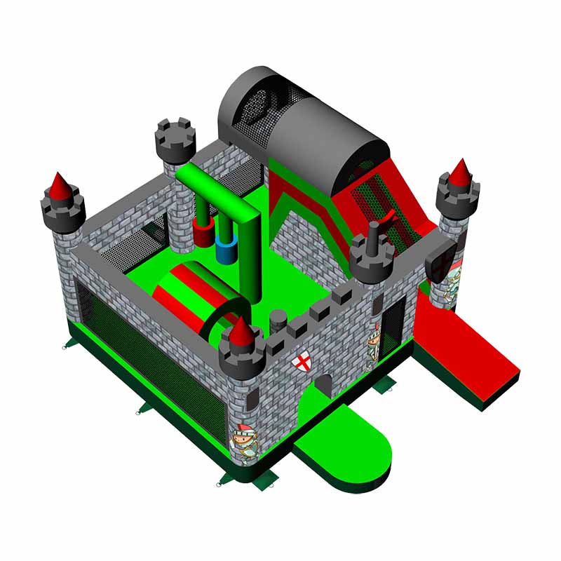 Combo gonflable médiéval, une aire de jeux multiples.