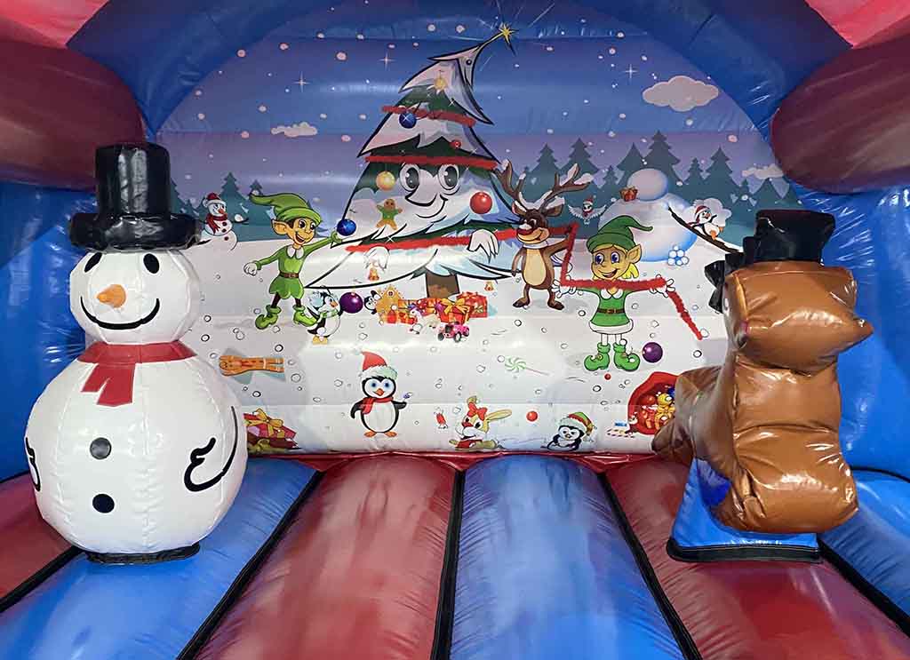 Château gonflable jeux Père Noël pour les professionnels, avec bonhomme de neige et reine