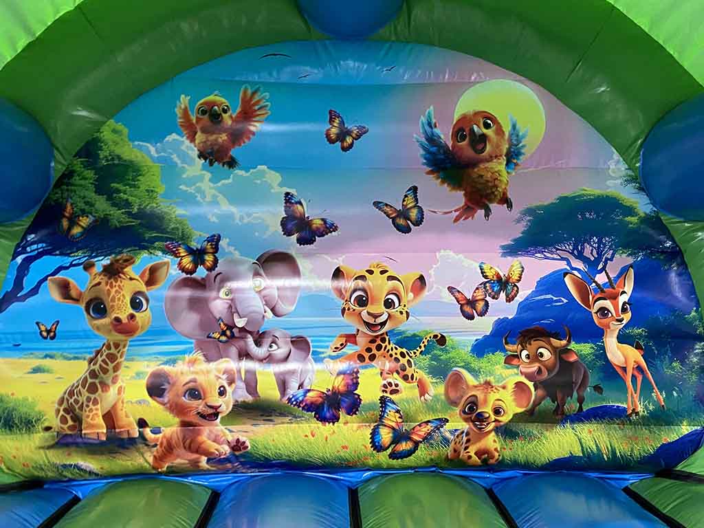 Château gonflable professionnel décoré jungle