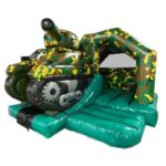Château gonflable toboggan tank, thème armée et militaires