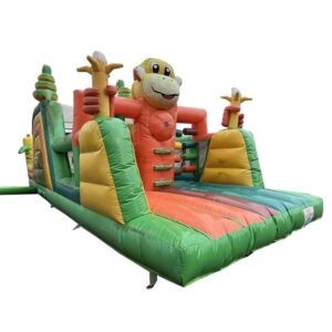 Parcours gonflable singe occasion avec jeux et toboggan
